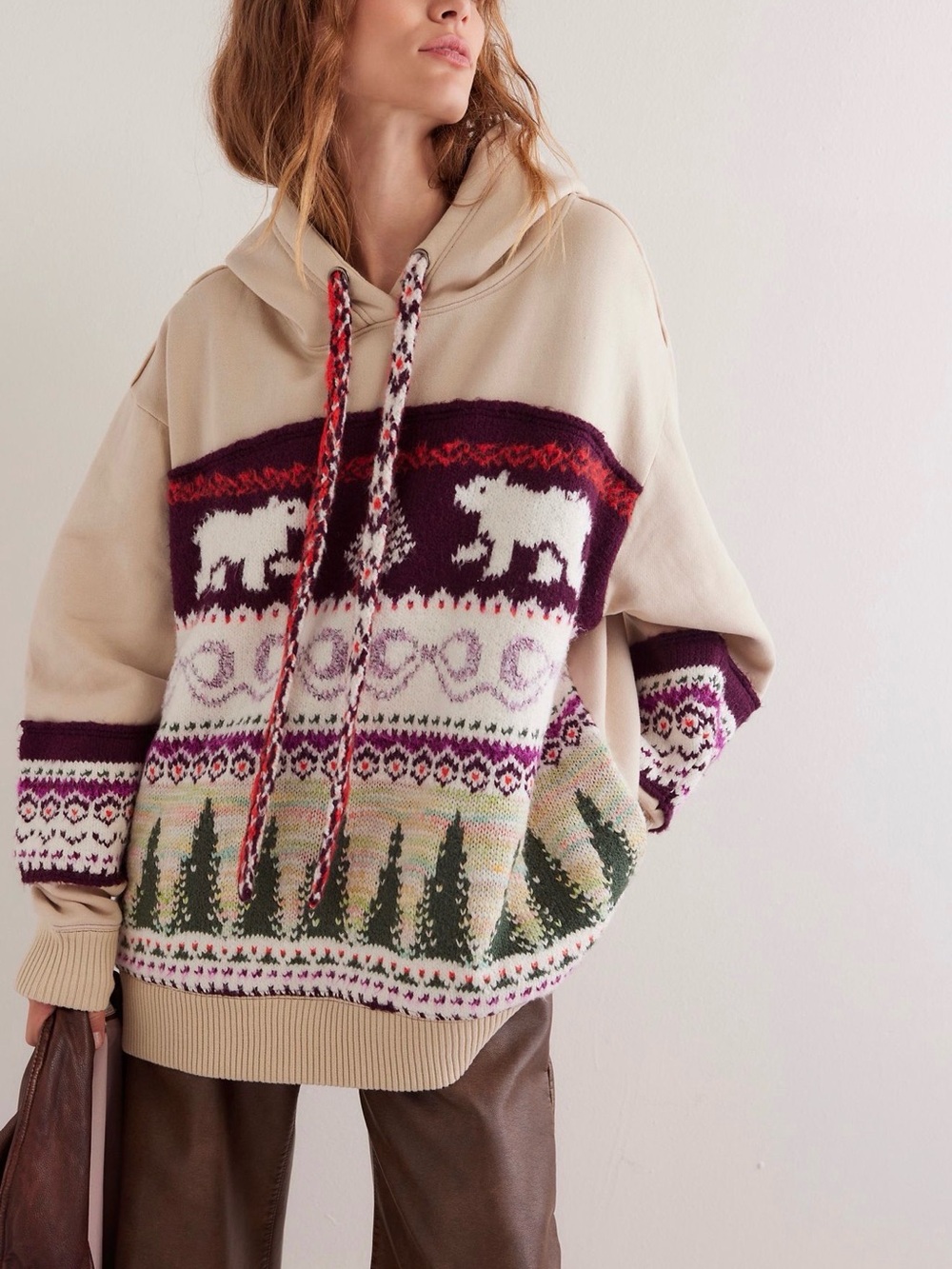 Free People Lutz Sweatshirt Bear Combo XS $268